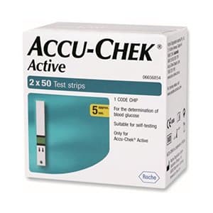 AccuChek Active Blood Glucose Test Strips 100 Strips (2X50 Pack)