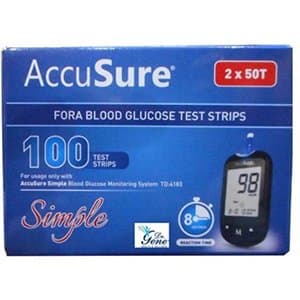 Accu Sure Dr.Gene Simple Test Strips 100 Strips (2X50 Pack)