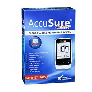 AccuSure Sensor Blood Glucose Monitoring System With 25 Test Strips