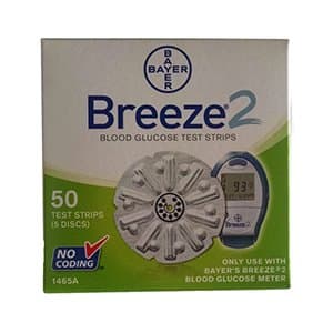Bayer Breeze 2 Gulcometer Test Strips- 50 Strips (1X50 PACK)