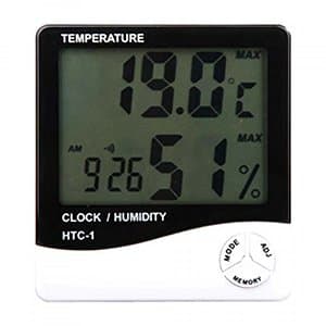 HTC Digital Room Thermometer with Humidity Indicator and Clock